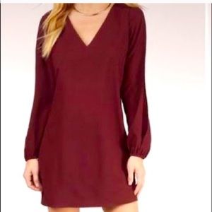 Tobi burgundy red shift sleeved dress